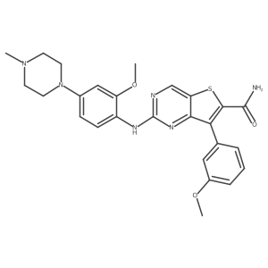 2-[2-Methoxy-4-(4-methylpiperazin-1-yl)anilino]-7-(3-methoxyphenyl)thieno[3,2-d]pyrimidine-6-carboxamide结构式