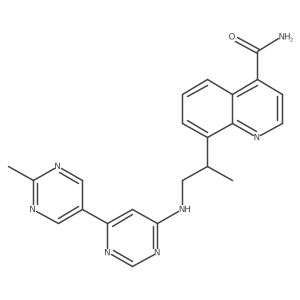 8-[1-[[6-(2-Methylpyrimidin-5-yl)pyrimidin-4-yl]amino]propan-2-yl]quinoline-4-carboxamide结构式