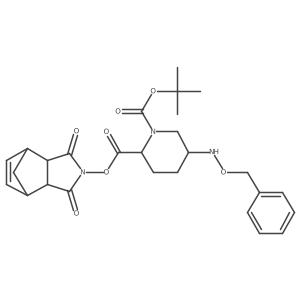 1,2-Piperidinedicarboxylic acid, 5-[(phenylmethoxy)amino]-, 1-(1,1-dimethylethyl) 2-[(3aR,4R,7S,7aS)-1,3,3a,4,7,7a-hexahydro-1,3-dioxo-4,7-methano-2H-isoindol-2-yl] ester, (2S,5R)-结构式