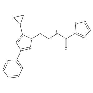 N-(2-(5-cyclopropyl-3-(pyridin-2-yl)-1H-pyrazol-1-yl)ethyl)thiophene-2-carboxamide结构式