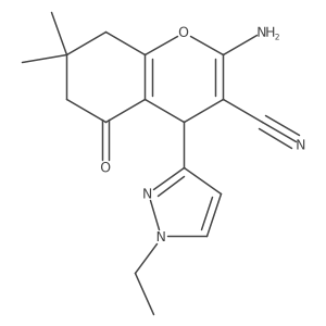 2-Amino-4-(1-ethyl-1H-pyrazol-3-yl)-7,7-dimethyl-5-oxo-5,6,7,8-tetrahydro-4H-chromene-3-carbonitrile结构式