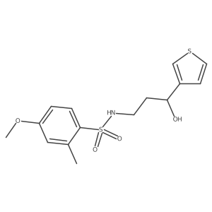 N-(3-hydroxy-3-(thiophen-3-yl)propyl)-4-methoxy-2-methylbenzenesulfonamide结构式