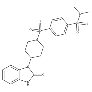 N,N-dimethyl-4-{[4-(2-oxo-2,3-dihydro-1H-1,3-benzodiazol-1-yl)piperidin-1-yl]sulfonyl}benzene-1-sulfonamide结构式