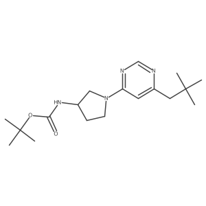 tert-butyl N-{1-[6-(2,2-dimethylpropyl)pyrimidin-4-yl]pyrrolidin-3-yl}carbamate结构式