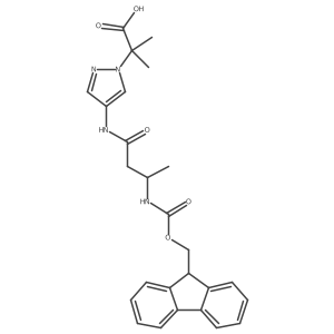 2-{4-[(3S)-3-({[(9H-fluoren-9-yl)methoxy]carbonyl}amino)butanamido]-1H-pyrazol-1-yl}-2-methylpropanoic acid结构式