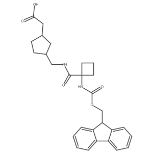 2-[3-({[1-({[(9H-fluoren-9-yl)methoxy]carbonyl}amino)cyclobutyl]formamido}methyl)cyclopentyl]acetic acid Structure