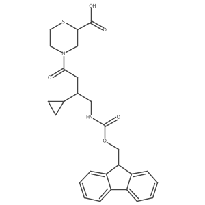 4-[3-cyclopropyl-4-({[(9H-fluoren-9-yl)methoxy]carbonyl}amino)butanoyl]thiomorpholine-2-carboxylic acid结构式