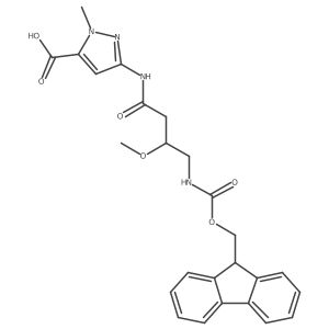 3-[4-({[(9H-fluoren-9-yl)methoxy]carbonyl}amino)-3-methoxybutanamido]-1-methyl-1H-pyrazole-5-carboxylic acid结构式