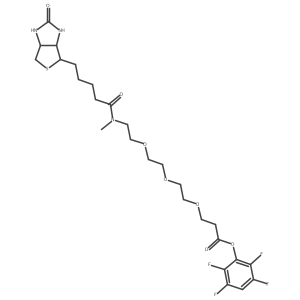 2,3,5,6-Tetrafluorophenyl 13-methyl-14-oxo-18-((3aS,4S,6aR)-2-oxohexahydro-1H-thieno[3,4-d]imidazol-4-yl)-4,7,10-trioxa-13-azaoctadecanoate结构式