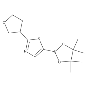 2-(Tetrahydrofuran-3-yl)thiazole-5-boronic acid pinacol ester结构式