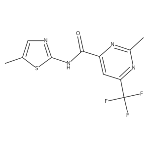 2-Methyl-N-(5-methyl-1,3-thiazol-2-yl)-6-(trifluoromethyl)pyrimidine-4-carboxamide结构式