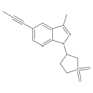 CC#Cc1cnc2c(c1)c(C)nn2C1CCS(=O)(=O)C1结构式