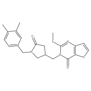 1-[(3,4-dimethylphenyl)methyl]-4-{[2-(methylsulfanyl)-4-oxo-3H,4H-thieno[3,2-d]pyrimidin-3-yl]methyl}pyrrolidin-2-one Structure