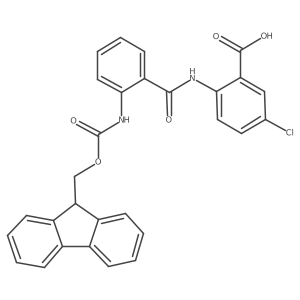 5-chloro-2-[2-({[(9H-fluoren-9-yl)methoxy]carbonyl}amino)benzamido]benzoic acid结构式
