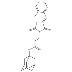N-Adamantanyl-3-{5-[(2-fluorophenyl)methylene]-4-oxo-2-thioxo(1,3-thiazolidin-3-yl)}propanamide Structure