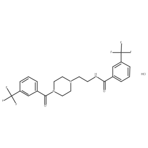 3-(trifluoromethyl)-N-(2-{4-[3-(trifluoromethyl)benzoyl]piperazin-1-yl}ethyl)benzamide hydrochloride结构式