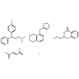 4H-1,3-Benzoxazin-4-one, 2-(2-chloroethyl)-2,3-dihydro-, mixt. with gamma-(4-chlorophenyl)-N,N-dimethyl-2-pyridinepropanamine (Z)-2-butenedioate (1:1) and 4,5-dihydro-N-(5,6,7,8-tetrahydro-1-naphthalenyl)-1H-imidazol-2-amine monohydrochloride结构式