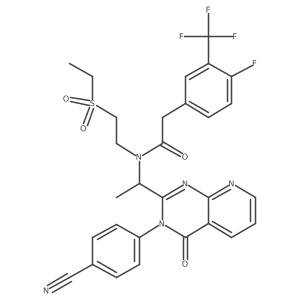 (R)-N-(1-(3-(4-cyanophenyl)-4-oxo-3,4-dihydropyrido[2,3-d]pyrimidin-2-yl)ethyl)-N-(2-(ethylsulfonyl)ethyl)-2-(4-fluoro-3-(trifluoromethyl)phenyl)acetamide结构式