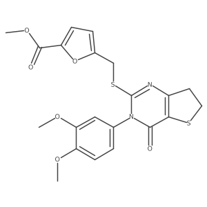 Methyl 5-(((3-(3,4-dimethoxyphenyl)-4-oxo-3,4,6,7-tetrahydrothieno[3,2-d]pyrimidin-2-yl)thio)methyl)furan-2-carboxylate结构式
