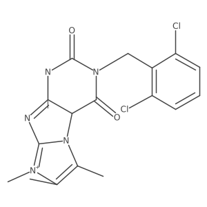 2-[(2,6-dichlorophenyl)methyl]-4,6,7,8-tetramethyl-9aH-purino[7,8-a]imidazol-6-ium-1,3-dione Structure