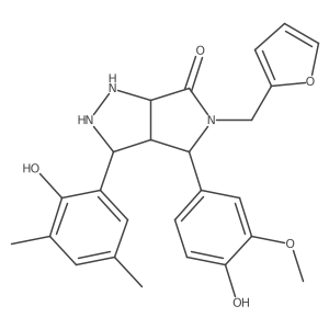 5-(Furan-2-ylmethyl)-3-(2-hydroxy-3,5-dimethylphenyl)-4-(4-hydroxy-3-methoxyphenyl)-1,2,3,3a,4,6a-hexahydropyrrolo[3,4-c]pyrazol-6-one Structure