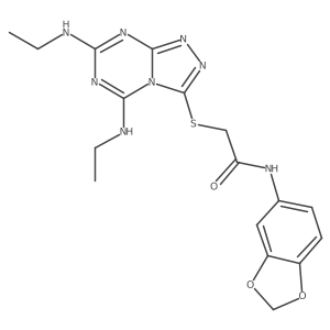 N-(1,3-benzodioxol-5-yl)-2-{[5,7-bis(ethylamino)[1,2,4]triazolo[4,3-a][1,3,5]triazin-3-yl]sulfanyl}acetamide Structure