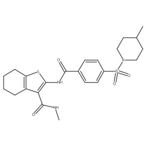 N-methyl-2-(4-((4-methylpiperidin-1-yl)sulfonyl)benzamido)-4,5,6,7-tetrahydrobenzo[b]thiophene-3-carboxamide结构式