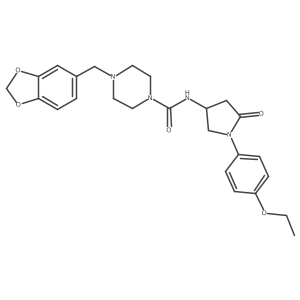 4-(benzo[d][1,3]dioxol-5-ylmethyl)-N-(1-(4-ethoxyphenyl)-5-oxopyrrolidin-3-yl)piperazine-1-carboxamide Structure