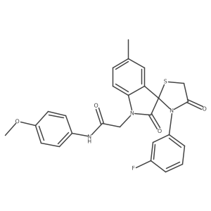 2-(3'-(3-fluorophenyl)-5-methyl-2,4'-dioxospiro[indoline-3,2'-thiazolidin]-1-yl)-N-(4-methoxyphenyl)acetamide结构式