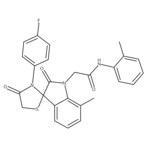 2-(3'-(4-fluorophenyl)-7-methyl-2,4'-dioxospiro[indoline-3,2'-thiazolidin]-1-yl)-N-(o-tolyl)acetamide Structure
