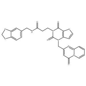 N-(1,3-benzodioxol-5-ylmethyl)-3-[2,4-dioxo-1-[(4-oxo-4H-pyrido[1,2-a]pyrimidin-2-yl)methyl]-1,4-dihydrothieno[3,2-d]pyrimidin-3(2H)-yl]propanamide Structure