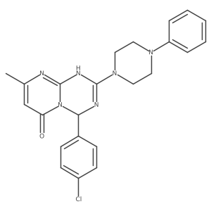 4-(4-chlorophenyl)-8-methyl-2-(4-phenylpiperazin-1-yl)-1,4-dihydro-6H-pyrimido[1,2-a][1,3,5]triazin-6-one Structure