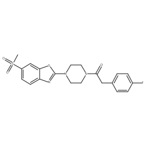 2-(4-Fluorophenyl)-1-(4-(6-(methylsulfonyl)benzo[d]thiazol-2-yl)piperazin-1-yl)ethanone结构式