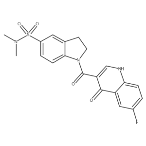 1-(6-fluoro-4-hydroxyquinoline-3-carbonyl)-N,N-dimethylindoline-5-sulfonamide结构式