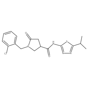 1-[(2-chlorophenyl)methyl]-5-oxo-N-[5-(propan-2-yl)-1,3,4-thiadiazol-2-yl]pyrrolidine-3-carboxamide结构式