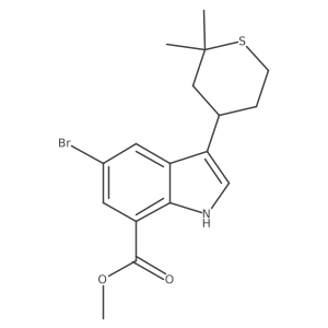 5-bromo-3-(2,2-dimethyltetrahydro-thiopyran-4-yl)-1H-indole-7-carboxylic acid methyl ester Structure