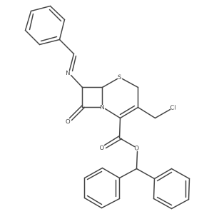 Diphenylmethyl (6R,7R)-3-(Chloromethyl)-8-oxo-7-[(phenylmethylene)amino]-5-Thia-1-azabicyclo[4.2.0]oct-2-ene-2-carboxylic Acid Ester结构式