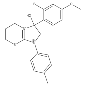 3-(2-fluoro-4-methoxyphenyl)-3-hydroxy-1-(p-tolyl)-3,5,6,7-tetrahydro-2H-imidazo[2,1-b][1,3]thiazin-1-ium bromide Structure