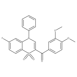 (3,4-dimethoxyphenyl)(6-fluoro-1,1-dioxido-4-phenyl-4H-1,4-benzothiazin-2-yl)methanone结构式