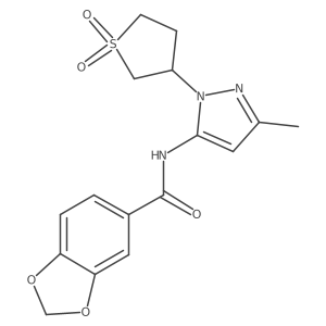 N-(1-(1,1-dioxidotetrahydrothiophen-3-yl)-3-methyl-1H-pyrazol-5-yl)benzo[d][1,3]dioxole-5-carboxamide结构式