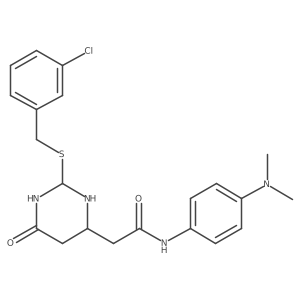 2-[2-[(3-chlorophenyl)methylsulfanyl]-6-oxo-1,3-diazinan-4-yl]-N-[4-(dimethylamino)phenyl]acetamide结构式