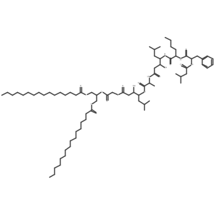 [3-Hexadecanoyloxy-2-[2-[3-hydroxy-4-[2-[[3-hydroxy-6-methyl-4-[2-[[2-(3-methylbutanoylamino)-3-phenylpropanoyl]amino]hexanoylamino]heptanoyl]amino]propanoylamino]-6-methylheptanoyl]oxyacetyl]oxypropyl] hexadecanoate Structure