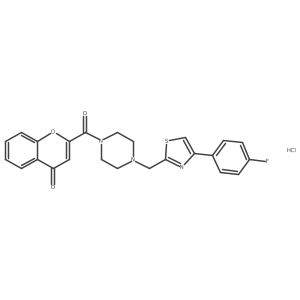 2-(4-((4-(4-fluorophenyl)thiazol-2-yl)methyl)piperazine-1-carbonyl)-4H-chromen-4-one hydrochloride Structure
