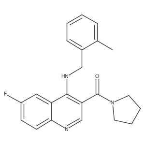 (6-Fluoro-4-((2-methylbenzyl)amino)quinolin-3-yl)(pyrrolidin-1-yl)methanone结构式