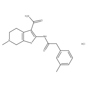 6-Methyl-2-(2-(m-tolyl)acetamido)-4,5,6,7-tetrahydrothieno[2,3-c]pyridine-3-carboxamide hydrochloride结构式