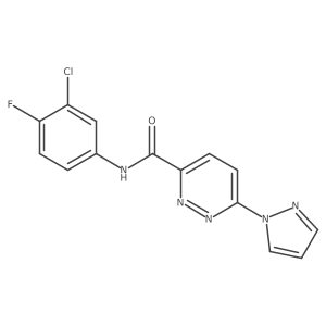 N-(3-chloro-4-fluorophenyl)-6-(1H-pyrazol-1-yl)pyridazine-3-carboxamide结构式