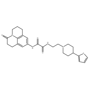 N1-(3-oxo-1,2,3,5,6,7-hexahydropyrido[3,2,1-ij]quinolin-9-yl)-N2-(2-(4-(thiophen-2-yl)piperidin-1-yl)ethyl)oxalamide Structure