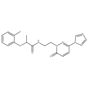 2-(2-fluorophenoxy)-N-(2-(6-oxo-3-(1H-1,2,4-triazol-1-yl)pyridazin-1(6H)-yl)ethyl)propanamide结构式
