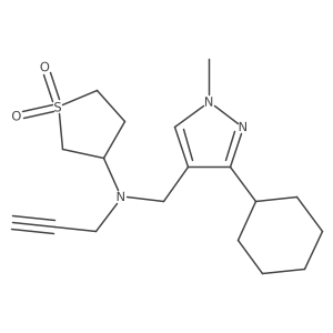 N-[(3-Cyclohexyl-1-methylpyrazol-4-yl)methyl]-1,1-dioxo-N-prop-2-ynylthiolan-3-amine结构式