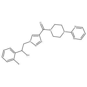 (1-(2-(2-fluorophenyl)-2-hydroxyethyl)-1H-1,2,3-triazol-4-yl)(4-(pyrimidin-2-yl)piperazin-1-yl)methanone结构式